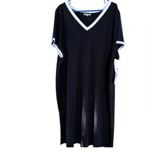 Calvin Klein Plus Size V Neck Short Sleeve Midi Length Tee Shirt Dress 3X